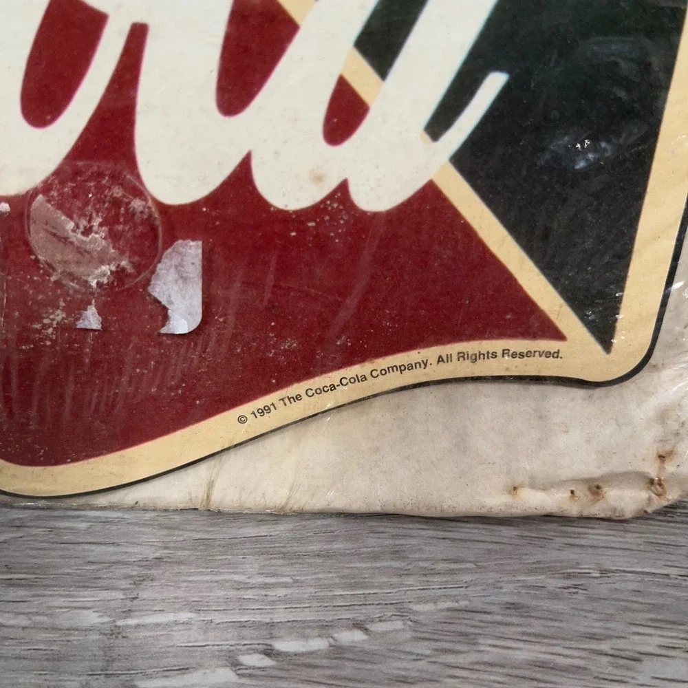 Coca-Cola‎ Fountain Service Metal Sign 1991 Vintage 12x11 Americana Wall Art